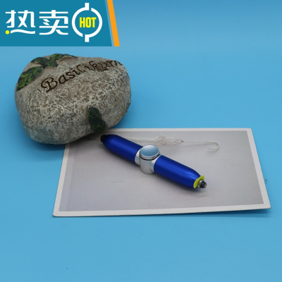 创意款减压笔多功能指尖陀螺圆珠笔LED发光触控笔减压玩具陀螺笔真智力喷漆蓝色两只发光玩具