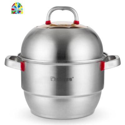 封后欧顿蒸锅 304不锈钢3层32cm 复底加厚 通用 多层家用锅具 FENGH 红骑士特厚26CM锅壁0.8厚