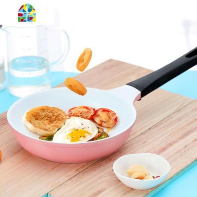 陶瓷平底锅 不粘锅煎锅饼牛排蛋迷你锅具电磁炉 FENGHOU 12.5cm欧式绿(内白)
