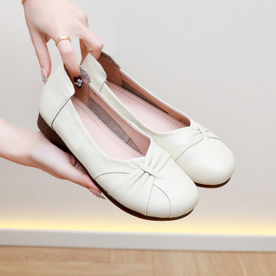 真皮女鞋复古妈妈鞋软底不累脚百搭透气牛皮单鞋2026春平底休闲鞋_8