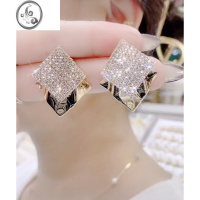 JiMi2023年新款潮菱形耳钉微镶满锆闪亮气质高级感耳环925银针耳饰女