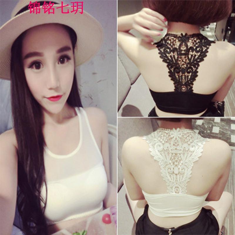 锦铭七玥2018夏季新款韩版甜美镂空蕾丝美背百搭打底抹胸吊带背心女