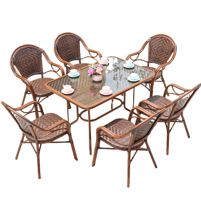 攸形户外桌椅120*80cm+6椅套