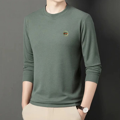 同款华夫格卫衣秋季男新款时尚潮流圆领长袖T恤男士打底衫