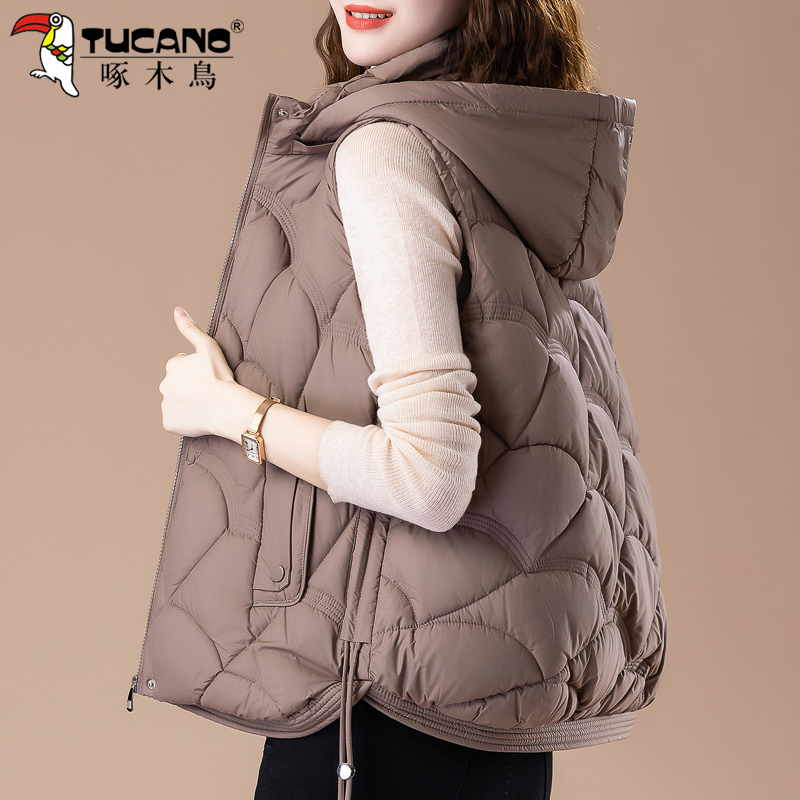 啄木鸟女士羽绒棉马甲女冬季2024新款妈妈洋气减龄轻薄款保暖马夹