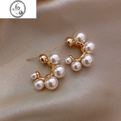 JiMi小众设计感珍珠耳饰网红气质女耳钉925银银银针2023年新款潮