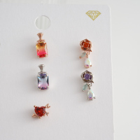 韩国进口别致个性渐变香水瓶彩色方形玫瑰花朵爱心耳骨钉耳蜗钉送女朋友老婆情人节七夕生日礼物