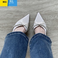 聚范乔气银银 高跟鞋女细跟法式绝美婚鞋新娘鞋气质绸缎侧空尖头单鞋