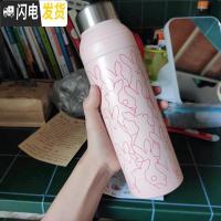 三维工匠韩版简约小清新保温杯文艺女学生ins可爱卡通创意便携不锈钢水杯 吸管保温杯[500]粉色