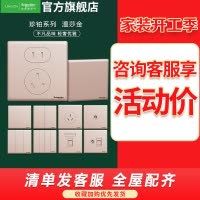 施耐德电气开关插座 珍铂金属系列温莎金色 五孔插座 三孔 电源插座 二三插86型铝合金墙壁插座 USB插座 电视电脑插座