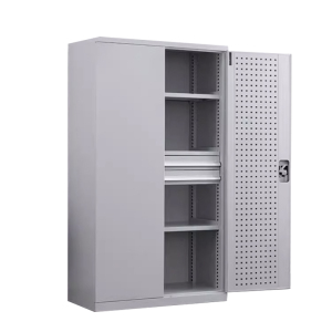 豪利特重型工具柜加厚物件工具储物柜工厂铁皮柜汽修厂零件收纳柜白色四层二抽带挂板