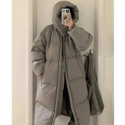 年新款冬季泡芙柔软棉服女中长款过膝大被子时尚宽松加厚外套