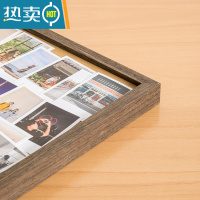 敬平实木diy拍立得画框情侣闺蜜洗照片做成挂墙相框手工生日摆台摆件 棕褐色 18寸[35.3*45.6cm]挂墙