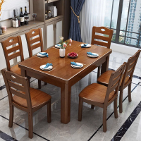 臻远 ZY-SMZY-006 实木餐桌餐厅桌子木制家用桌子 1.35米一桌六椅