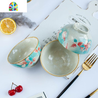 创意陶瓷碗釉下彩好看的吃饭碗小汤碗餐具6个装可微波餐具碗 FENGHOU 浪漫满屋5.5英寸碗6个装6个装