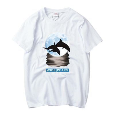 珂卡慕(KEKAMU)新款短袖T恤加肥码运动半袖特体大胖子圆领休闲男装乳白色海豚M建议100-120斤