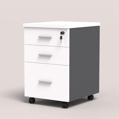 苏宁 质凡 活动柜文件资料储物柜三抽铁灰+暖白色/ZF-HDG012/400*400*620mm