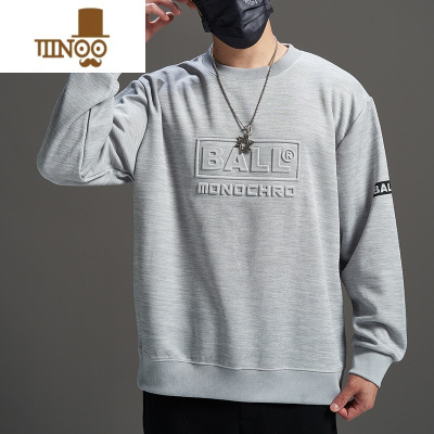 YANXU潮牌休闲卫衣男士2023秋季新款宽松百搭圆领字母印花长袖上衣