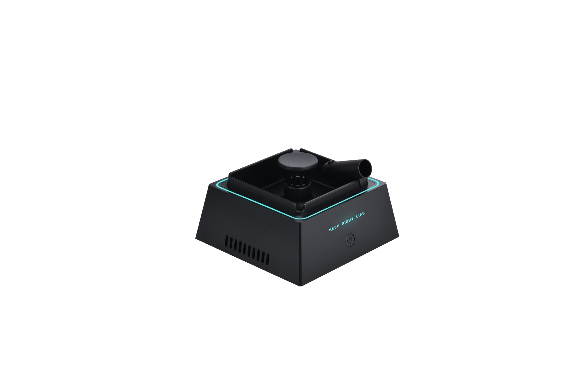 智能净化烟灰缸USB电子灯塔烟灰缸车载除烟味烟灰缸-有灯款黑色