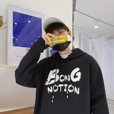 蒙洛里克2020秋季新款男连帽宽松潮牌ins休闲百搭黑白打底情侣款卫衣VZWY9113