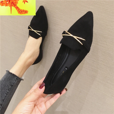 2020春季新款时尚百搭豆豆鞋女懒人鞋舒适软底平底鞋女单鞋仙女鞋简畅休闲鞋