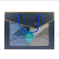 莺歌精梳极限32股秋韵毛巾75*35(灰,蓝二色120g*2两条装)盒