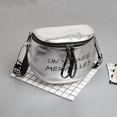 新款上新小包包女新款潮字母宽带单肩包韩版百搭斜挎包时尚水桶包SN4580-定制银色大号银色大号