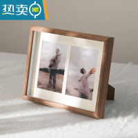 敬平简约创意相框摆台加洗照片四连组合相架情侣婚纱宝宝6寸相片像框 两联咖啡色(可放两张6寸照片10*15cm) 相框+洗