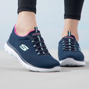 Skechers斯凯奇女鞋新款懒人一脚蹬穿脱运动鞋轻便休闲鞋12980-BBK ZP