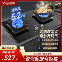 万和(Vanward) 一级能效 天然气双灶 双眼燃气灶 单灶具 5.2KW火力钢化玻璃 可调底座C5L90S