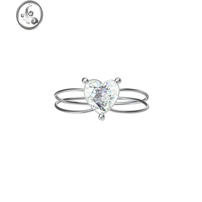 JiMi原创设计无戒圈焰火钻悬浮戒指925银个性透明线关节戒