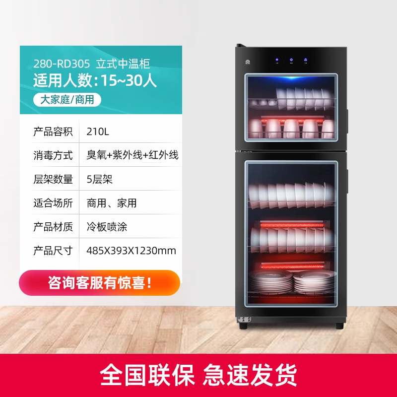 容声(Ronshen)消毒柜家用立式厨房餐具碗筷婴儿奶瓶消毒烘干一体机商用消毒碗柜餐饮 容声立柜280-RD305