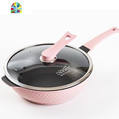 韩国炒菜锅32CM不粘锅家用燃气电池炉通用钻石炒锅 FENGHOU 第4代粉钻石汤锅预售10天发货