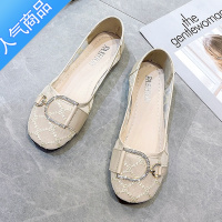 SUNTEK网鞋女2022秋夏新款网纱透气轻便平软底一脚蹬乐福鞋送妈妈豆豆鞋