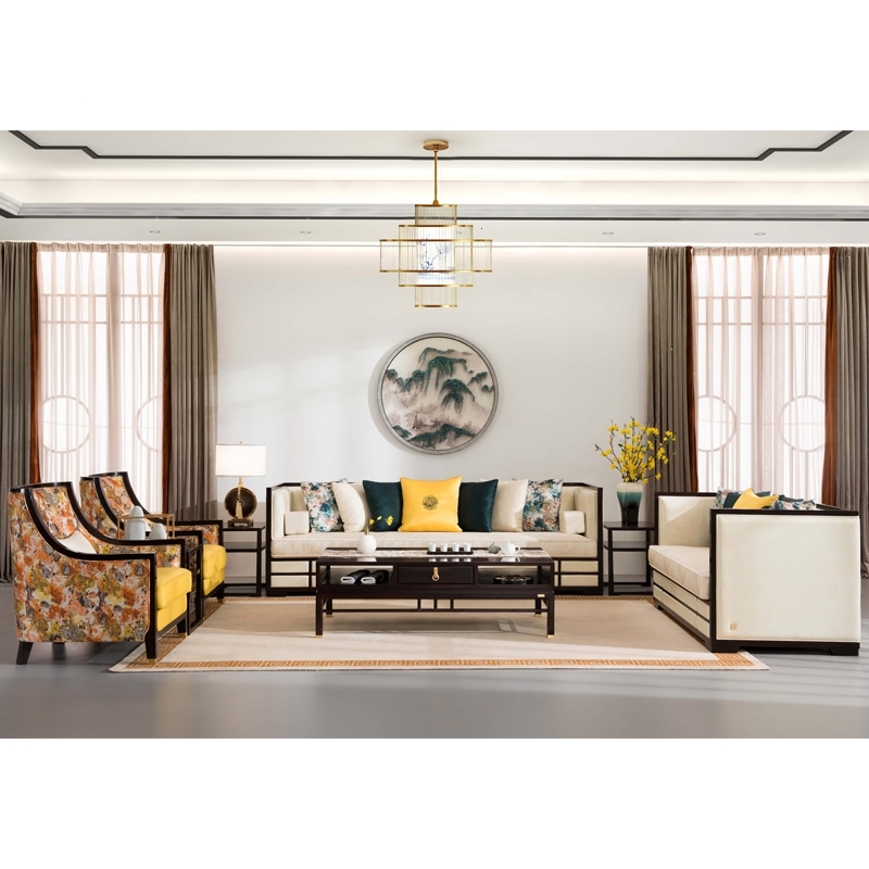 现代新中式沙发组合阿斯卡利客厅豪宅别墅家具红木 黑酸枝木s6