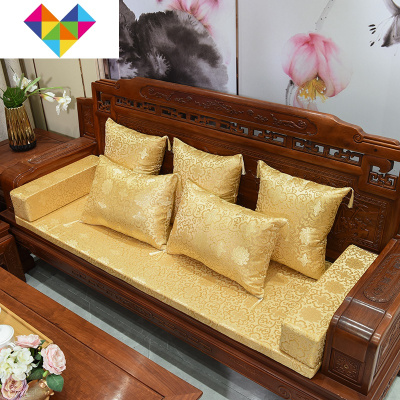 红木实木沙发坐垫椅子餐椅坐垫中式防滑可拆洗高弹海绵坐垫可定制金富贵花单人位52*58cm（仅坐垫）御蓝锦