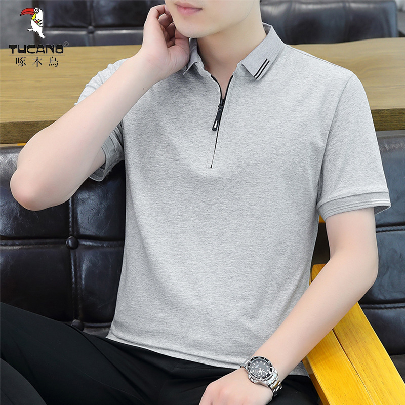啄木鸟纯棉polo衫短袖男士夏季新款高端翻领时尚修身商务休闲上衣