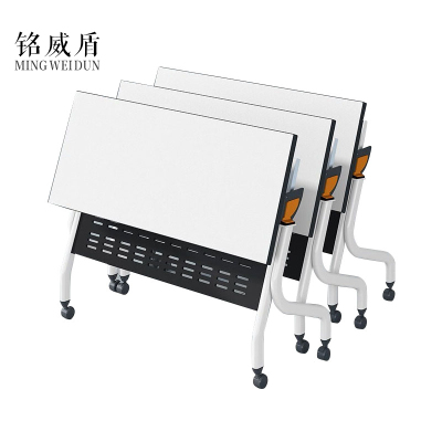 可折叠培训桌双人学生课桌椅拼接移动办公桌带轮子会议组合长条桌[工厂现做 7天内发货]
