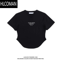 HLCOMAN朝南工作室 一长一短情侣装简约短袖T恤男女夏季半袖体恤上衣