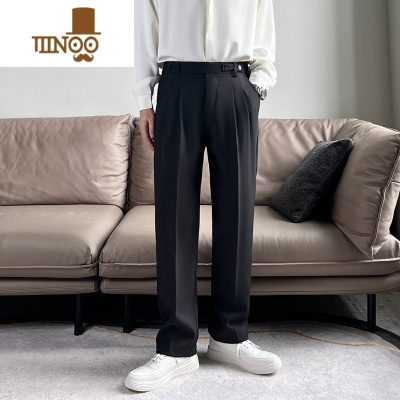 YANXUALN 垂感西裤男裤子直筒休闲长裤宽松小西装裤垂坠感个性裤子