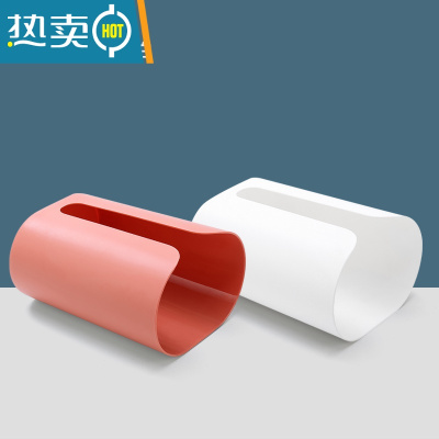 敬平纸巾盒厨房壁挂式创意抽纸盒家用客厅餐巾纸免打孔厕所卫生间收纳 北欧粉+北欧白