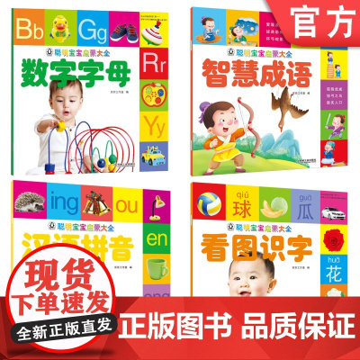正版套装 聪明宝宝启蒙大全 看图识字+数字字母+汉语拼音+智慧成语 套装全4册 儿童幼儿识字认数拼音启蒙早教认知书籍