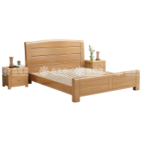 鑫星奈 XXN4031233 实木床原木色1.8米双人床含两个床头柜