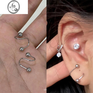JiMis925银防过敏简约个性冷淡风螺旋小众耳环女韩版气质潮流耳圈耳钉