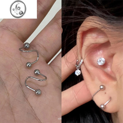 JiMis925银防过敏简约个性冷淡风螺旋小众耳环女韩版气质潮流耳圈耳钉