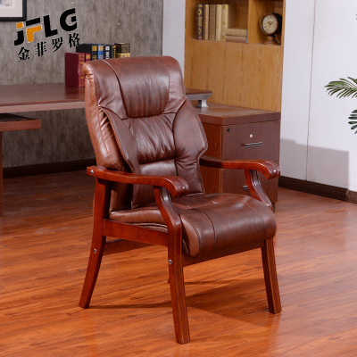 金菲罗格实木办公椅牛皮老板椅