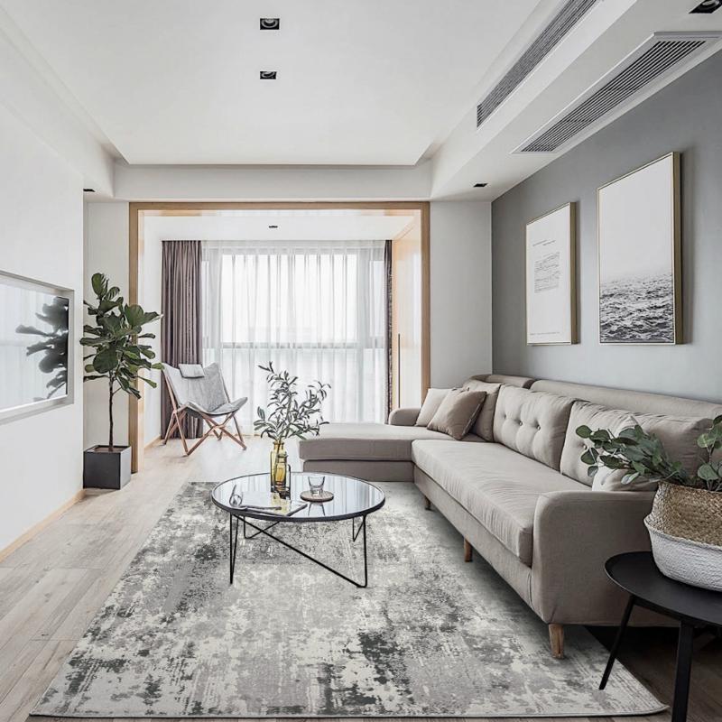 家柏饰(CORATED)北欧地毯客厅茶几地毯简约现代客厅地毯垫抽象黑灰色地毯美式地毯