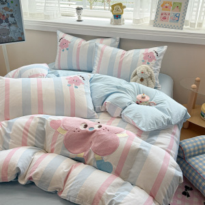 可爱100四件套纯棉被套床单床笠床上用品卡通学生宿舍三件套