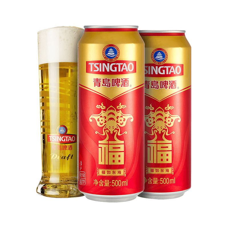 青岛啤酒(tsingtao)福如东海10度 500ml*12听 2箱实惠装
