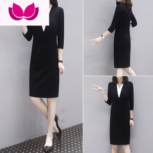 七斓包臀连衣裙赫本风小黑裙2023春季新款轻熟职业套装OL通勤裙子女装